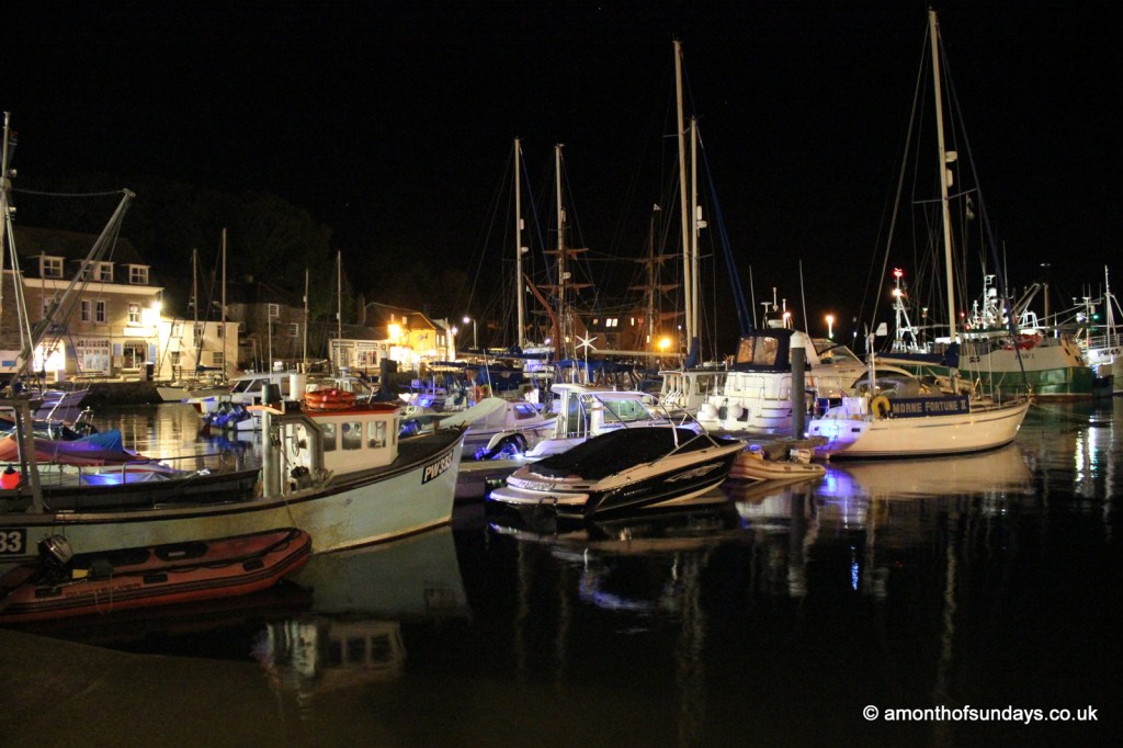 Padstow harbour by night